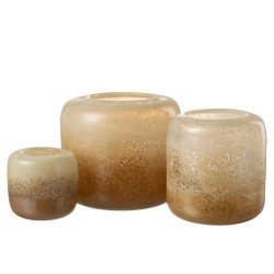 Photophore en verre marron et beige 14x14x13cm