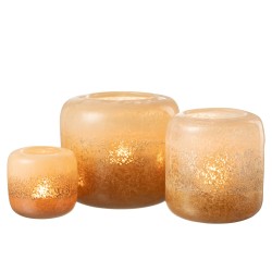 Photophore en verre marron et beige 14x14x13cm