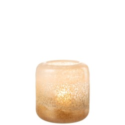 Photophore en verre marron et beige 19x19x21cm