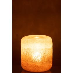 Photophore en verre marron et beige 19x19x21cm