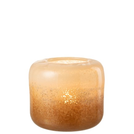 Photophore en verre marron et beige 25x25x24cm