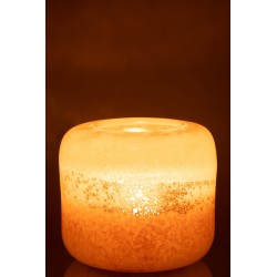 Photophore en verre marron et beige 25x25x24cm
