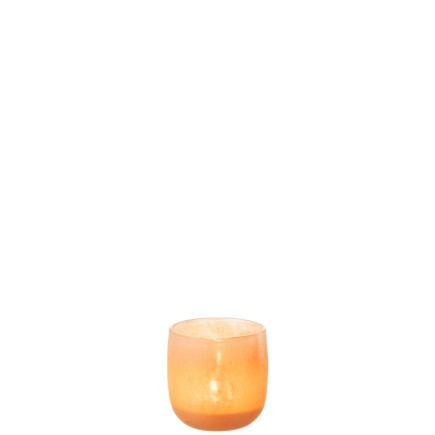 Photophore rond en verre corail 10x10x10cm