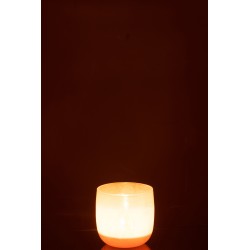 Photophore rond en verre corail 10x10x10cm
