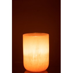 Photophore en verre rouge 16x16x23 cm
