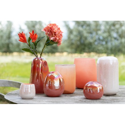 Vase boule en verre rouge 14x14x13cm