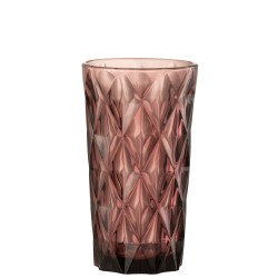 Verre long en verre bordeaux 9x9x15 cm