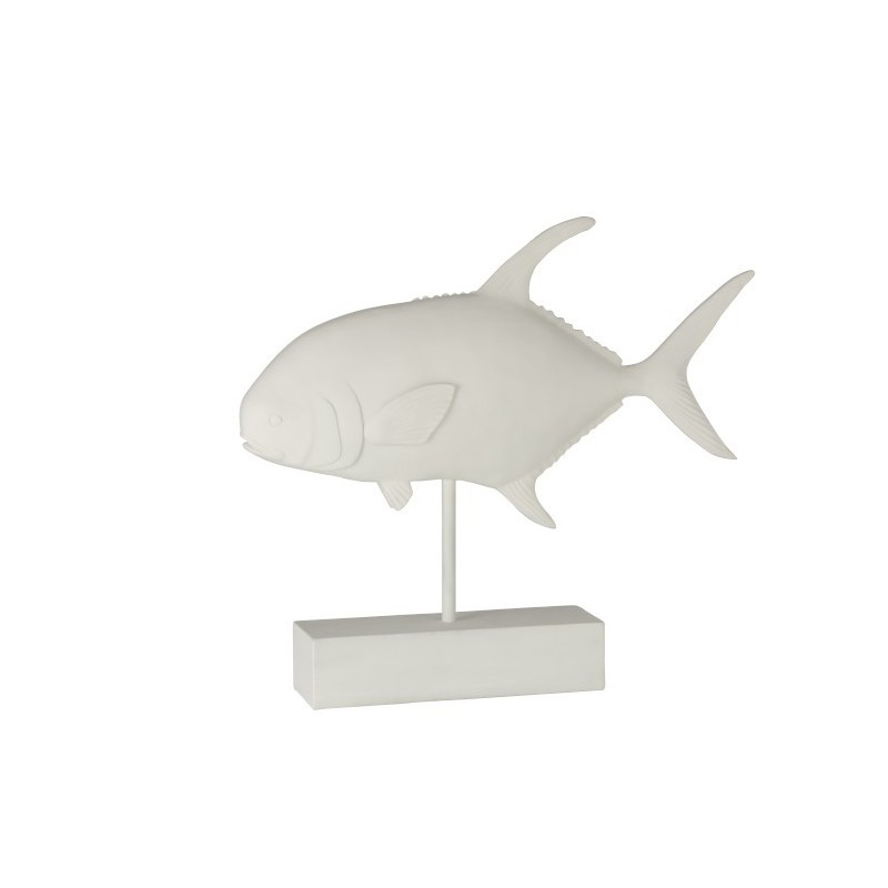 Peixe em base de resina branca 50x8,5x43,5 cm