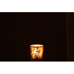 Photophore en verre doré 7x7x9 cm