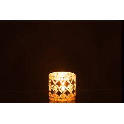 Photophore mosaïque en verre doré 8x8x8 cm