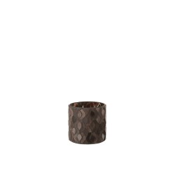 Lote de 2 portavelas de vidrio marrón de 9x9x8 cm