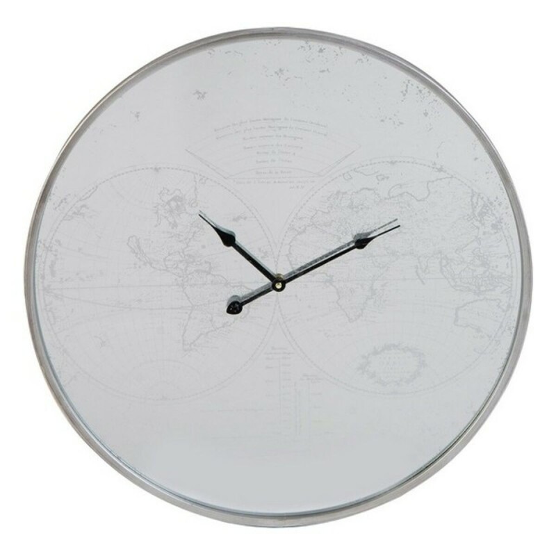 Horloge murale Thyann home decor mappemonde métal miroir (60 x 4 x 60 cm)