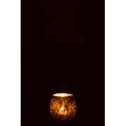Photophore en verre doré 9x9x10 cm