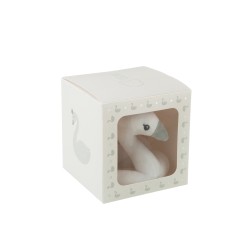 Peluche sonajero de tela blanca de 13x13x14 cm