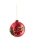 Boule de Noël ocre en verre avec broderie de fleur Boule de Noël ocre en verre avec broderie de fleur