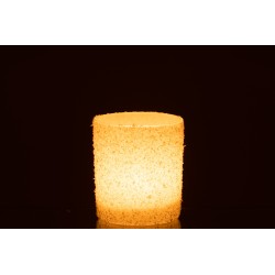 Photophore en verre blanc 9x9x10 cm