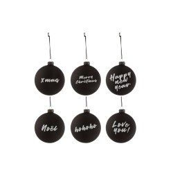 Caja de 6 bolas de Navidad de vidrio negro de 8x8x8 cm