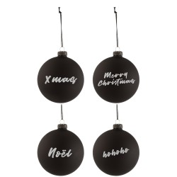 Scatola di 6 palline di Natale in vetro nero 10x10x10 cm