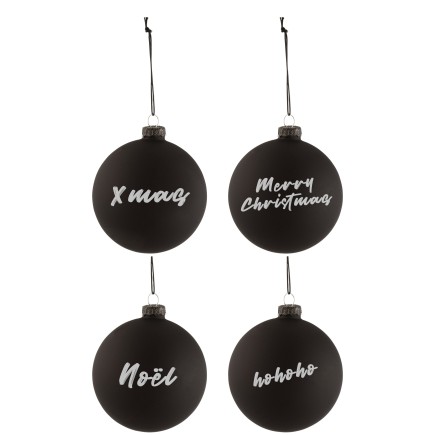 Scatola di 6 palline di Natale in vetro nero 10x10x10 cm