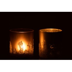 Set de 2 photophores coniques en verre gris 9x9x10 cm