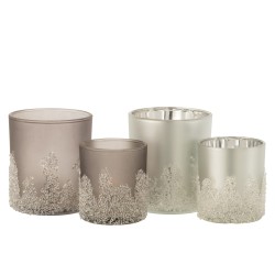 Set de 2 photophores coniques en verre gris 9x9x10 cm