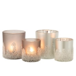 Set de 2 photophores coniques en verre gris 9x9x10 cm