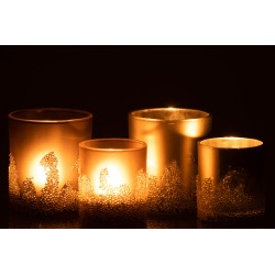 Set de 2 photophores coniques en verre gris 9x9x10 cm