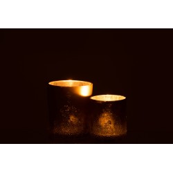 Photophore en verre or 9x9x10 cm