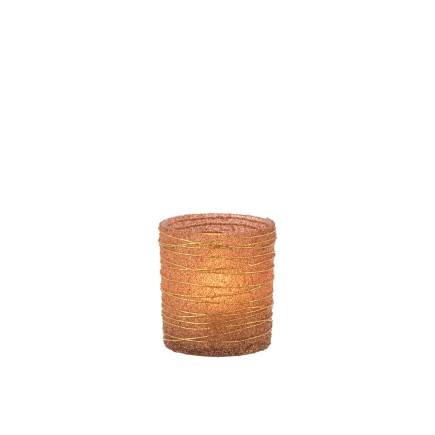 Photophore en verre orange 7x7x8 cm