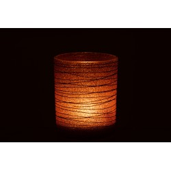 Photophore en verre orange 10x10x12 cm