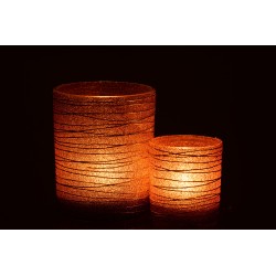 Photophore en verre orange 10x10x12 cm