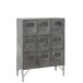 Armoire 9 portes en métal argent 86x41x114 cm