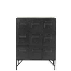 Armoire casier 9 portes en métal noir 86x41x113.5 cm