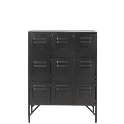 Armoire casier 9 portes en métal noir 86x41x113.5 cm