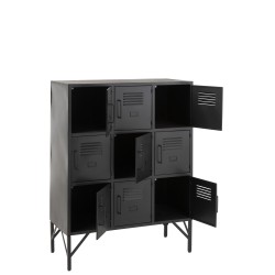 Armoire casier 9 portes en métal noir 86x41x113.5 cm