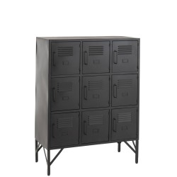 Armoire casier 9 portes en métal noir 86x41x113.5 cm
