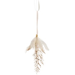 Suspension en plumes crème 18x8x2 cm