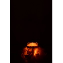 Photophore en verre rose 6x6x8 cm