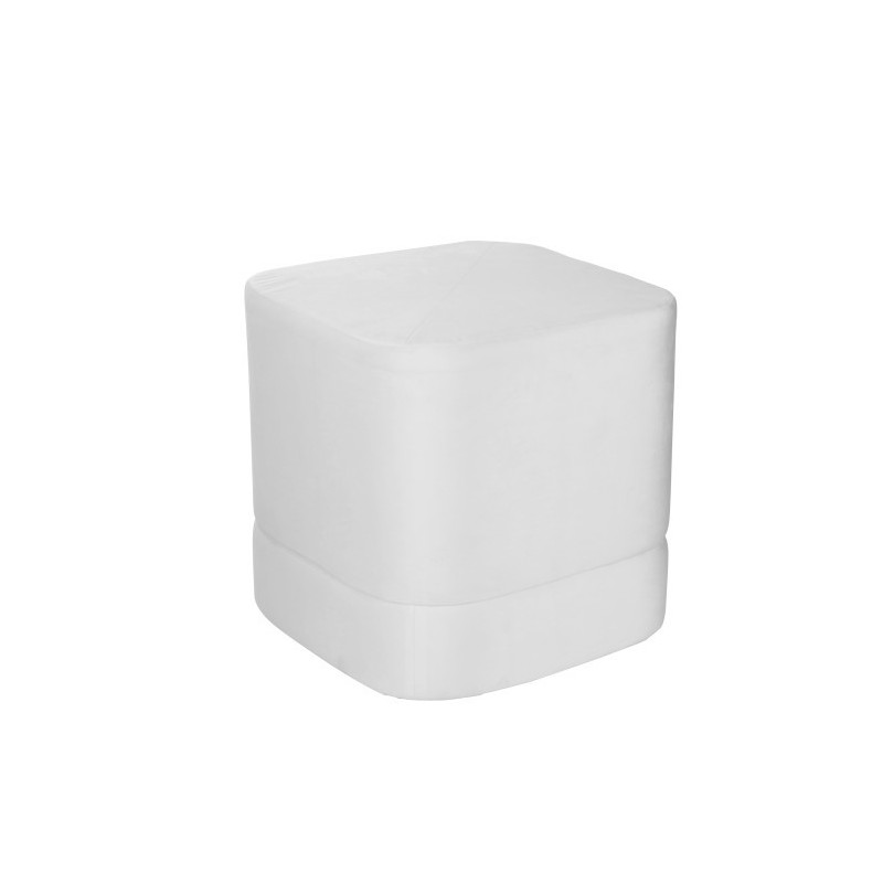 Pouf carré en textile blanc 46x46x46 cm