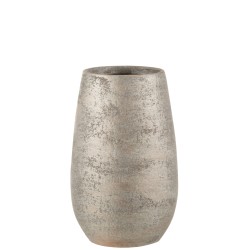 Vase irrégulier rugueux en céramique argent 16x31 cm