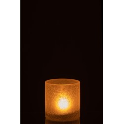 Photophore cylindrique en verre blanc 10x10x10 cm