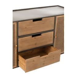 Armoire 3 tiroirs en métal naturel 145x45x78 cm