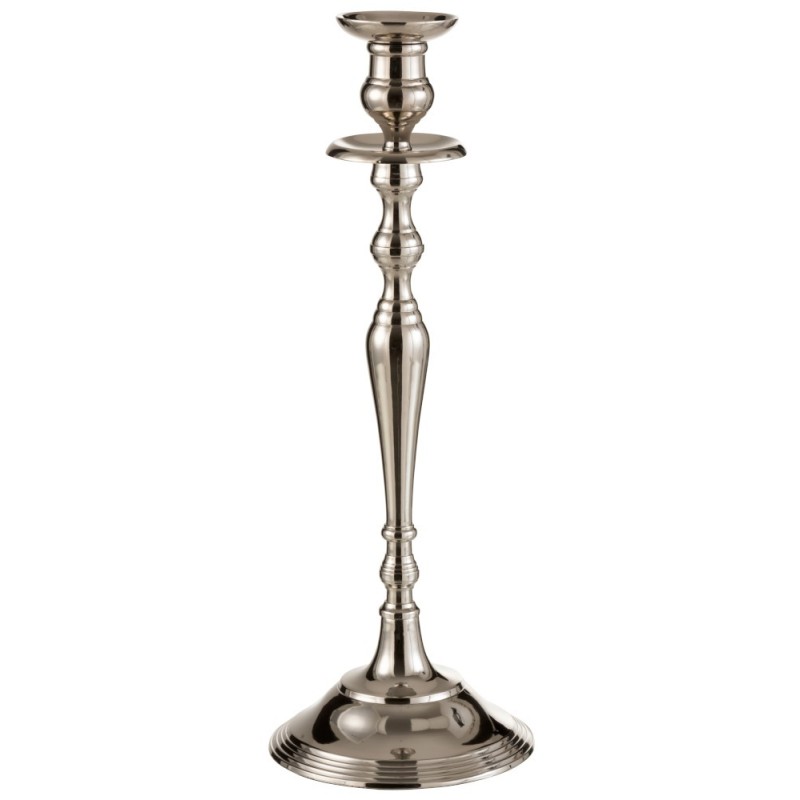 Candelabro de aluminio plateado 16x16x45 cm