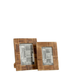 Marco para foto rectangular con marco de madera marrón de 21x10x16cm