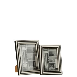 Marco rectangular para foto en resina blanca y negra de 16x22cm.