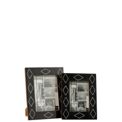Marco rectangular con rombo para foto en resina negra de 19x24cm