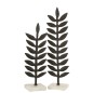 Feuille décorative en aluminium noir sur socle marbre blanc 10x47cm