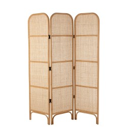 Biombo de mimbre de madera natural de 45x3x175 cm