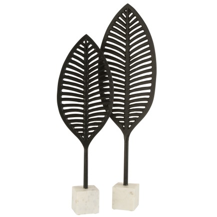 Feuille fine décorative sur socle en aluminium noir H59cm