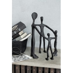 Statue d'une famille en cercle en aluminium noir  22x31cm